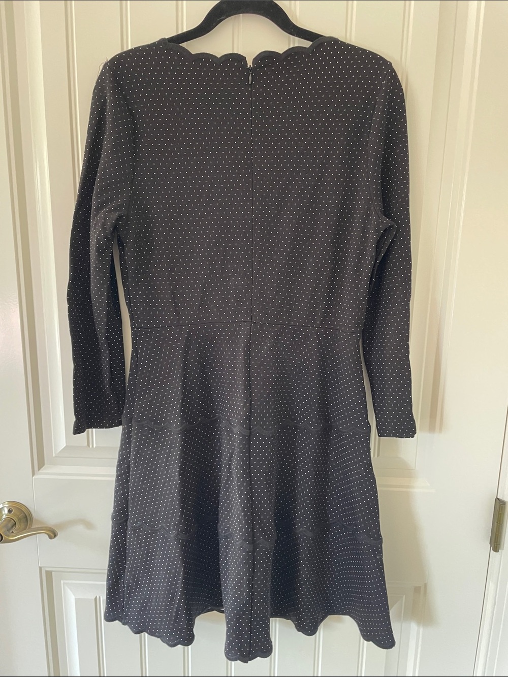 kate spade Black Polka Dot Scallop-Neck Long Sleeve Dress - Picture 4 of 5